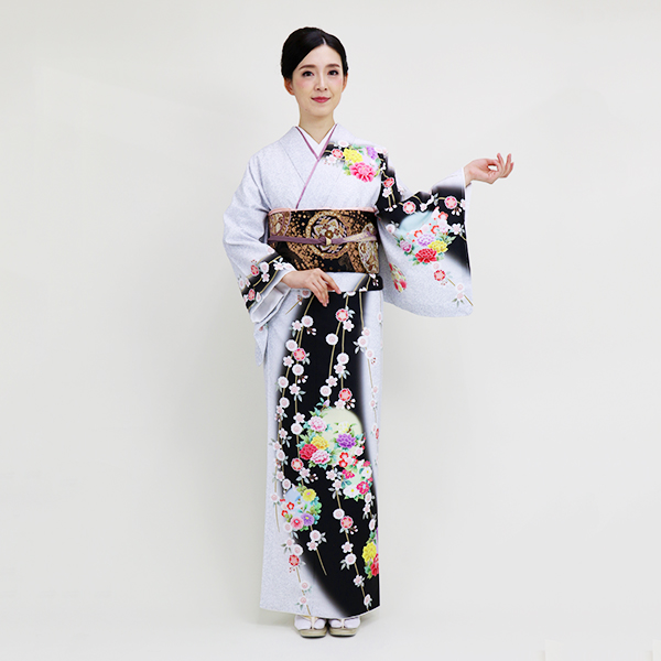 漆黒の川に花丸文