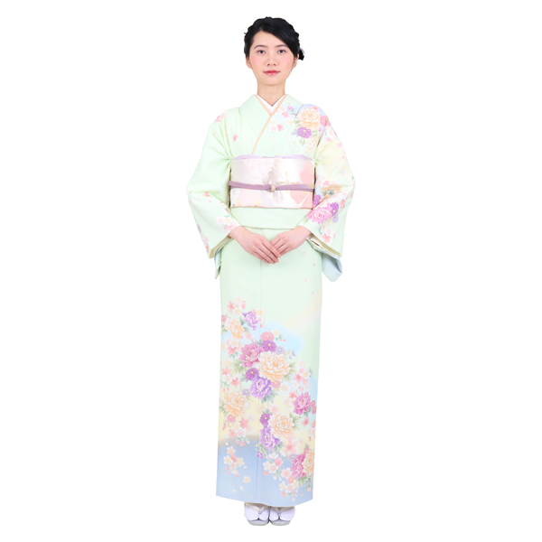 藤と牡丹(薄黄緑)