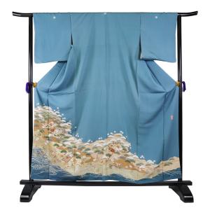 松と結び文・あなたと思い高台へ・青・紺