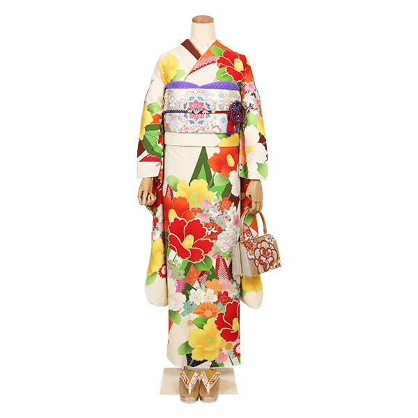 矢羽根に椿・白
