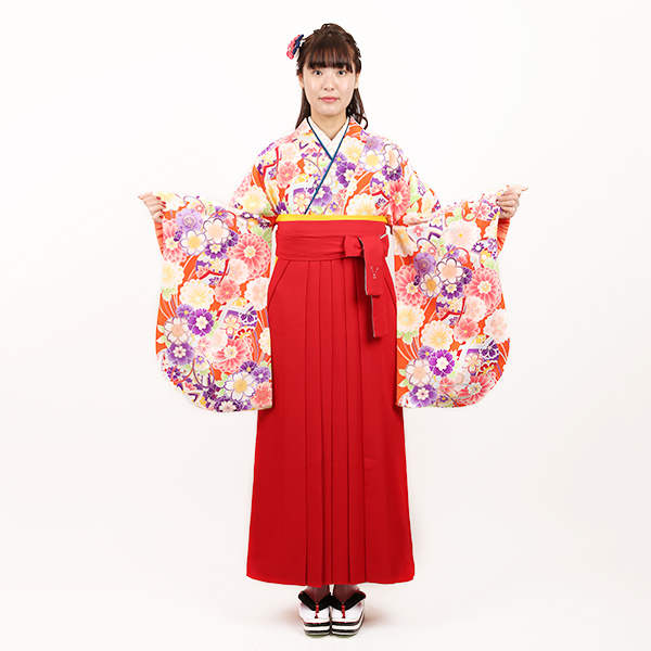 刺繍入り・赤グレー無地